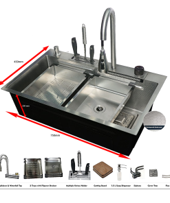 Smart Kitchen Sink (Hone Com; Gun-Grey; 4-Way)