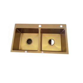 Hand Made Double Bowl Kitchen Sink (Gold)