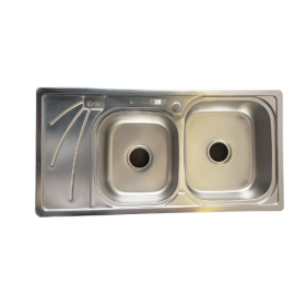 Double Bowl Single Tray Kitchen Sink (Deep Stainless)