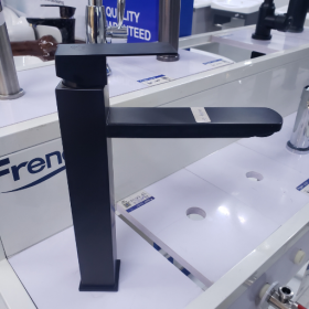 High Neck with Long Spout - Black Basin Mixer (KS1009 H)