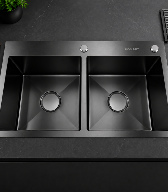 Black Stainless Steel Double Sink