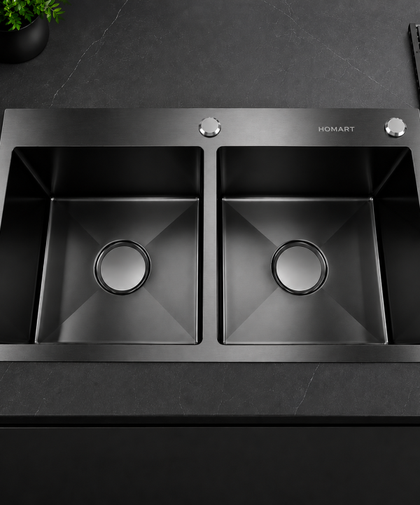 Black Stainless Steel Double Sink